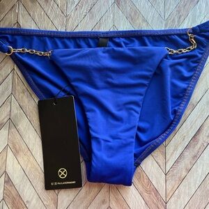 Vix Royal Blue Bikini Bottom with Gold Accent